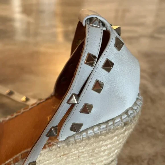 Maypol Made in Spain Leather Studded Wedge Espadrille - Picture 7 of 14